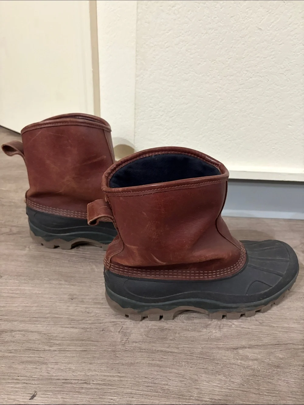 Men's Brown Leather & Black Rubber Winter Boots